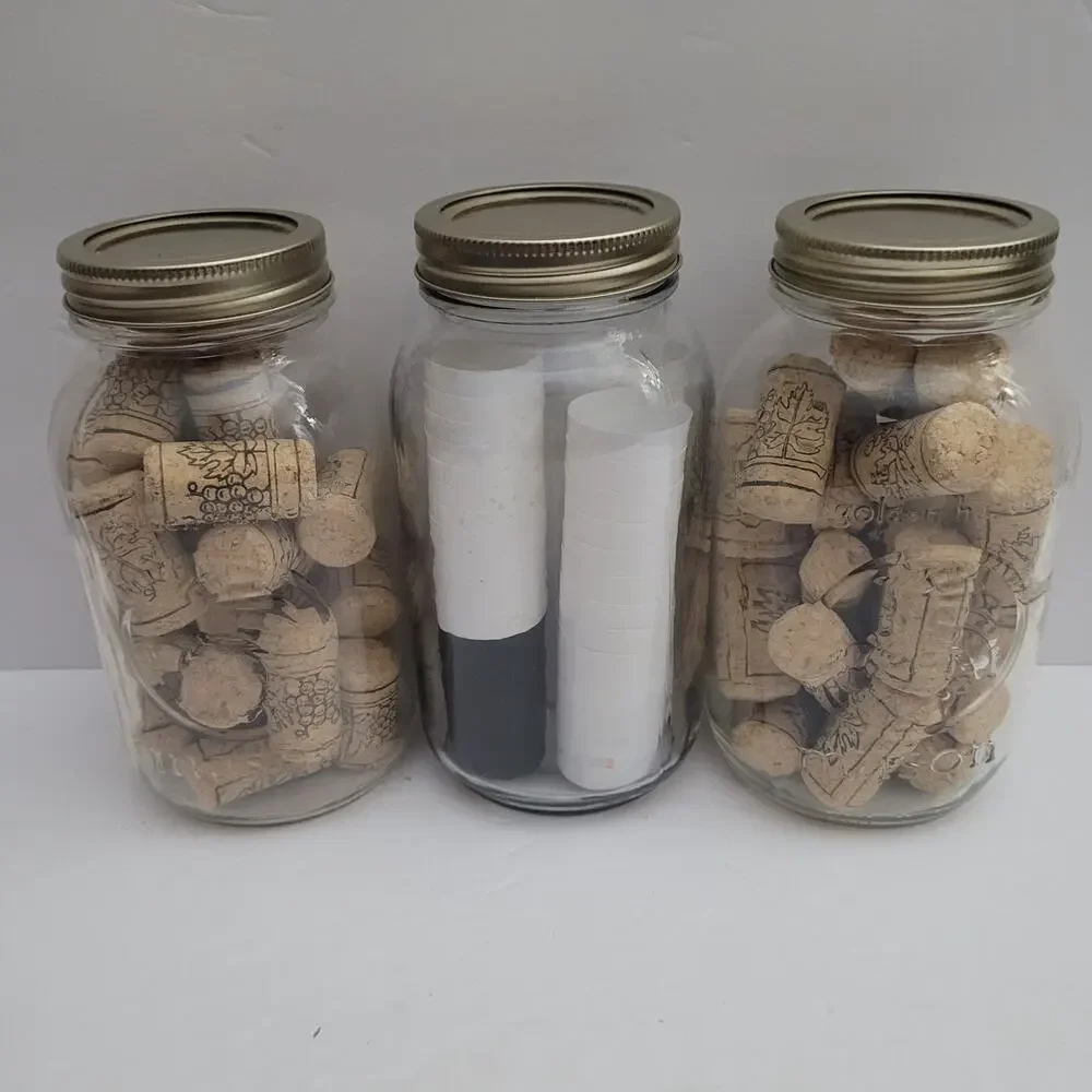 Three Jars of Corks and Cork Lids